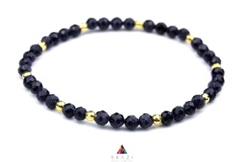 Bransoletka z fasetowanym kamieniem Noc Kairu i złotymi przekładkami, biżuteria marki Brazi