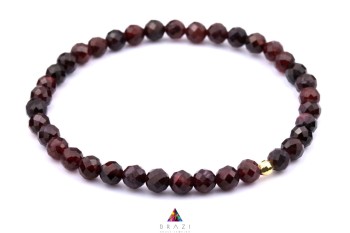Bransoletka Granat Brazi Druse Jewelry, ciemnoczerwona, fasetowane koraliki.