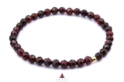 Bransoletka Granat Brazi Druse Jewelry, ciemnoczerwona, fasetowane koraliki.
