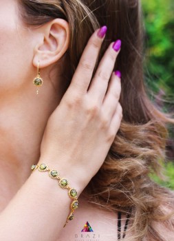 Zestaw Bursztyn Zielony złoto