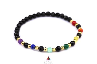 Bransoletka czakry Brazi Druse Jewelry: turmalin, wielokolorowa, fasetowane koraliki.