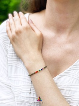 Bransoletka Piryt Czakry Makrama