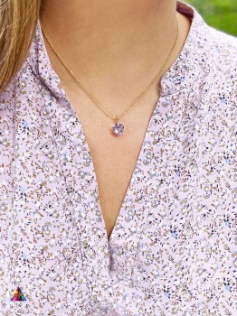 Naszyjnik Brazi Druse z ametystem, lila, serduszko, złoto 585.
