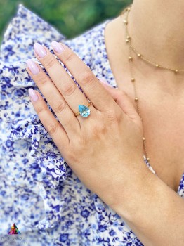 Pierścionek Brazi Druse Jewelry, Topaz Sky Blue, 6 ct., kształt kropli.