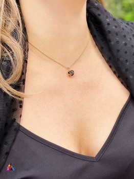 Naszyjnik Brazi Druse Jewelry z kwarcem dymnym, oprawa złota 585, trylion.