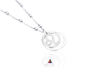 Srebrny naszyjnik z okrągłą zawieszką na łańcuszku z kuleczkami, biżuteria Brazi