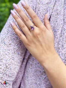 Pierścionek Brazi Druse Jewelry z ametystem, 6 ct, szlif kropla.
