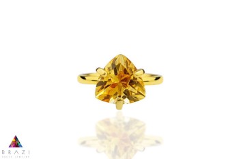 Pierścionek Cytryn 4 ct. Trylion złoto 585