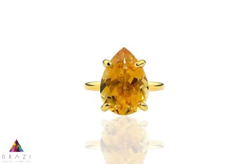Pierścionek Cytryn 6 ct. Kropla złoto 585