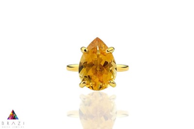 Pierścionek Brazi Druse Jewelry z cytrynem, 6 ct, oprawa kropla, złoto 585.