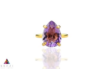 Pierścionek Ametyst 6 ct. Kropla złoto 585