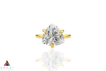 Pierścionek Kryształ Górski 4 ct. Trylion złoto 585