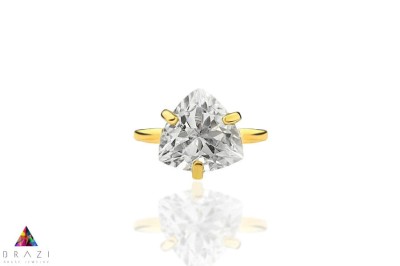 Pierścionek z kryształem górskim o szlifie trylion w złocie 585, minimalistyczna biżuteria Brazi