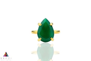 Pierścionek Chalcedon 6 ct. Kropla złoto 585