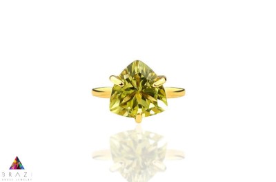 Pierścionek Brazi Druse Jewelry z kwarcem cytrynowym, trylion, złoto 585.