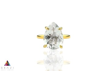 Pierścionek Kryształ Górski 6 ct. Kropla złoto 585