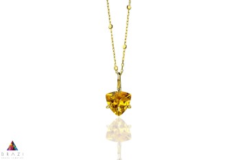 Naszyjnik Brazi Druse Jewelry z cytrynem 4 ct, trylion, złoto 585.