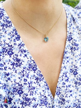 Naszyjnik Brazi Druse z niebieskim topazowym sercem, złoto 585.