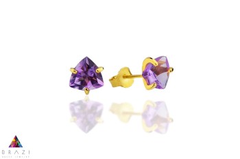 Kolczyki Ametyst 3 ct. Trylion złoto 585