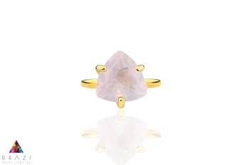 Pierścionek Kwarc Różowy 4 ct. Trylion złoto 585