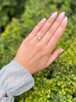 Pierścionek Brazi Druse Jewelry z prasiolitem, 4 ct, trylionowy szlif.