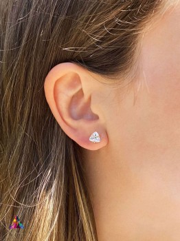 Kolczyki Brazi Druse Jewelry, Kryształ górski 3 ct., szlif trylion, złote zapięcie.