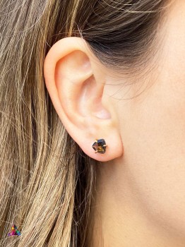 Kolczyki Brazi Druse Jewelry z kwarcu dymnego, 3 ct, oprawa trylion.