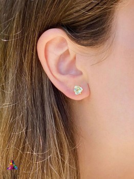 Kolczyki Prasiolit 3 ct. Brazi Druse Jewelry, trylion, jasnozielone.