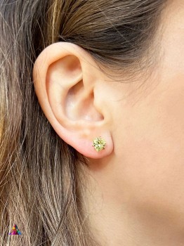 Kolczyki Brazi Druse Jewelry, Kwarc Lemon 3 ct. Trylion, złote, szlif trylionowy.