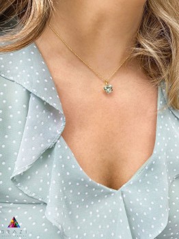 Naszyjnik Brazi Druse z prasiolitem, 4 ct, oprawa trylion.