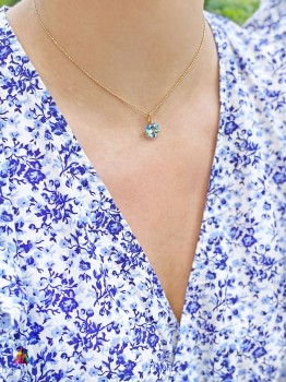 Naszyjnik Brazi Druse z niebieskim topazem 4 ct, oprawa trylion, serce.