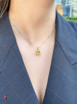 Naszyjnik Brazi Druse z kwarcem Lemon, 4 ct., trylionowy szlif, złoty.