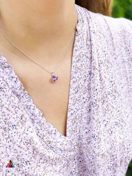 Naszyjnik Ametyst Lila Brazi Druse Jewelry, serduszko, srebro.