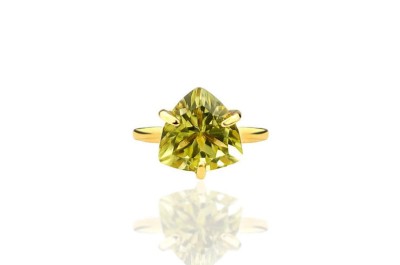 Pierścionek Kwarc Lemon 4 ct. Trylion – żółty, złoty pierścionek Brazi Druse z fasetowanym kamieniem.