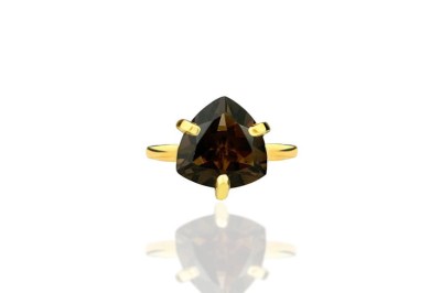 Pierścionek Brazi Druse Jewelry z kwarcem dymnym, 4 ct, szlif trylion.