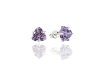 Kolczyki Brazi Druse, ametyst lila, trylion, srebro.
