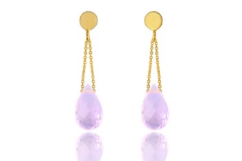 Kolczyki Kwarc Różowy Krople 