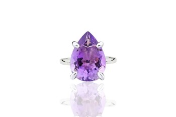 Pierścionek Ametyst 6 ct. Brazi Druse Jewelry, fioletowy, szlif kropla.