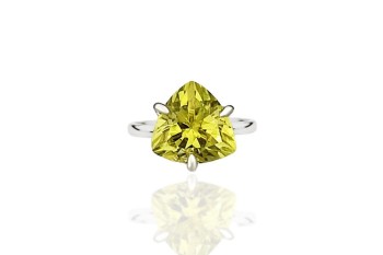Pierścionek Brazi Druse Jewelry z kwarcem lemon, szlif trylion, 4 ct.