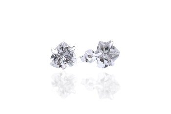 Kolczyki Brazi Druse Jewelry, kryształ górski, szlif trylion, srebrne.