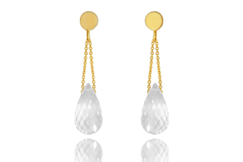 Kolczyki Kryształ Górski Krople złoto 585 
