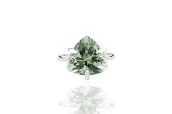 Pierścionek Prasiolit 4 ct. Brazi Druse, trylionowy, srebrny.