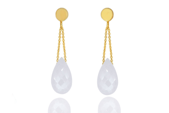 Kolczyki Kamień Księżycowy Krople złoto 585