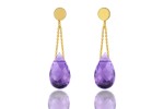 Kolczyki Ametyst Krople złoto 585