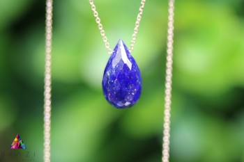 Naszyjnik Brazi Druse z Lapis Lazuli, kropla, złoto 585.