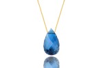 Naszyjnik Topaz London Blue Kropla złoto 585