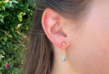 Kolczyki Brazi Druse Jewelry: Topaz Sky Blue, krople, złoto 585.