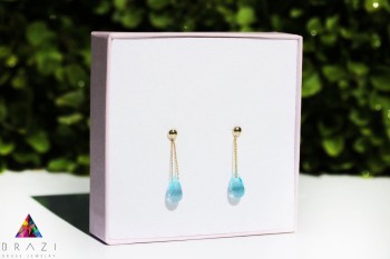 Kolczyki Brazi Druse Jewelry, topaz Sky Blue, krople, złoto 585.