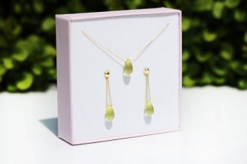 Komplet Kwarc Lemon Krople złoto 585