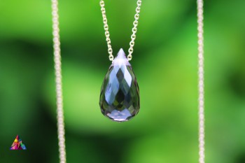 Naszyjnik Brazi Druse Jewelry: Kwarc Dymny, kropla, złoto 585.